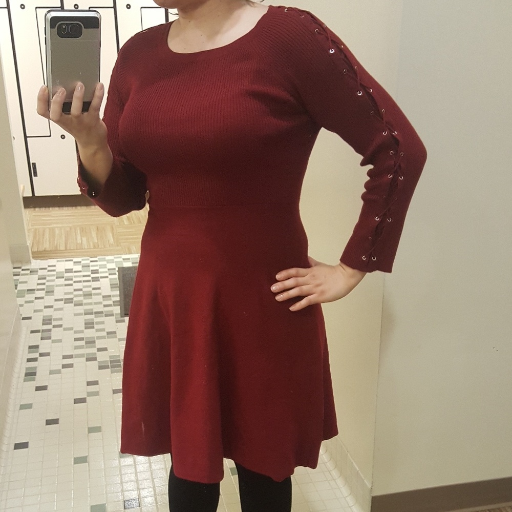 Red corset detail dress - Picture 1 of 7